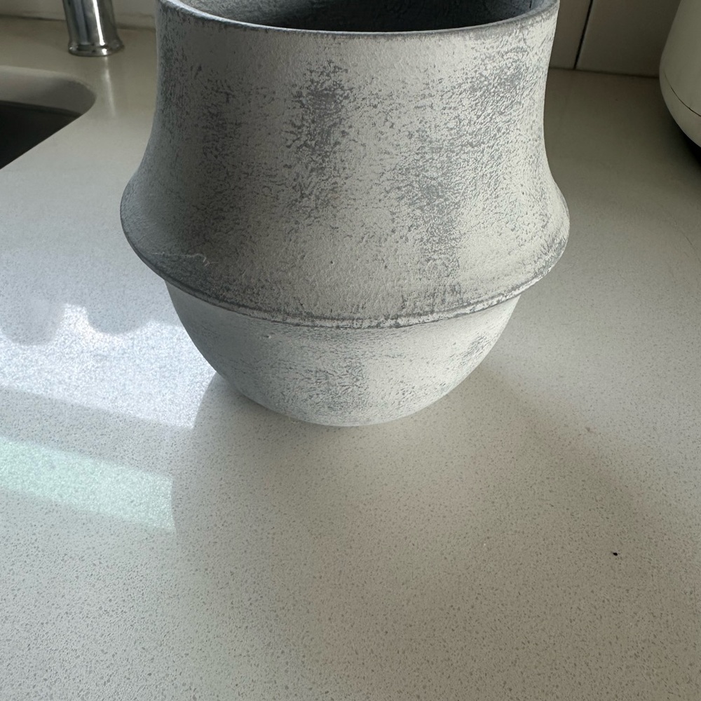 Crate & Barrel small gray/blue bell pot